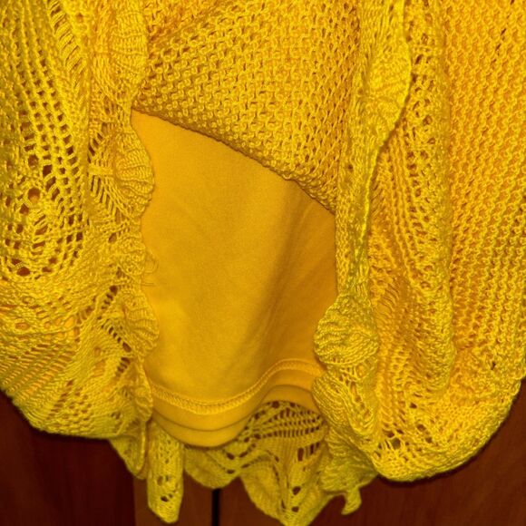 Almost Famous Knitted Skirt Top Set Women Yellow Sleeveless Elastic Waist 3X - Picture 13 of 13